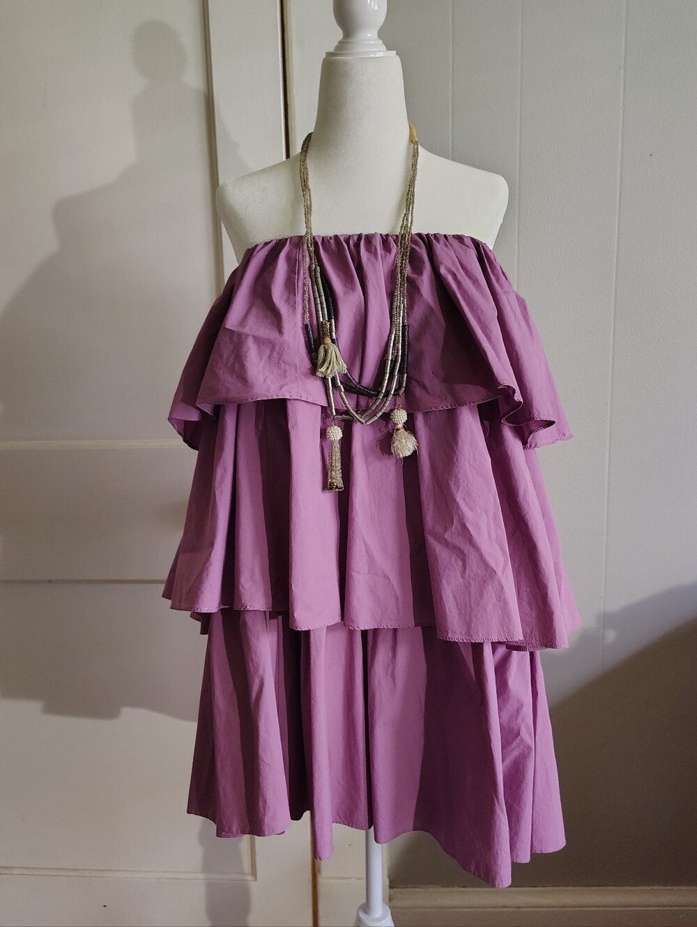 Anthropologie Corey Lynn Calter Strapless Ruffle Minidress Lavender Orchid Large